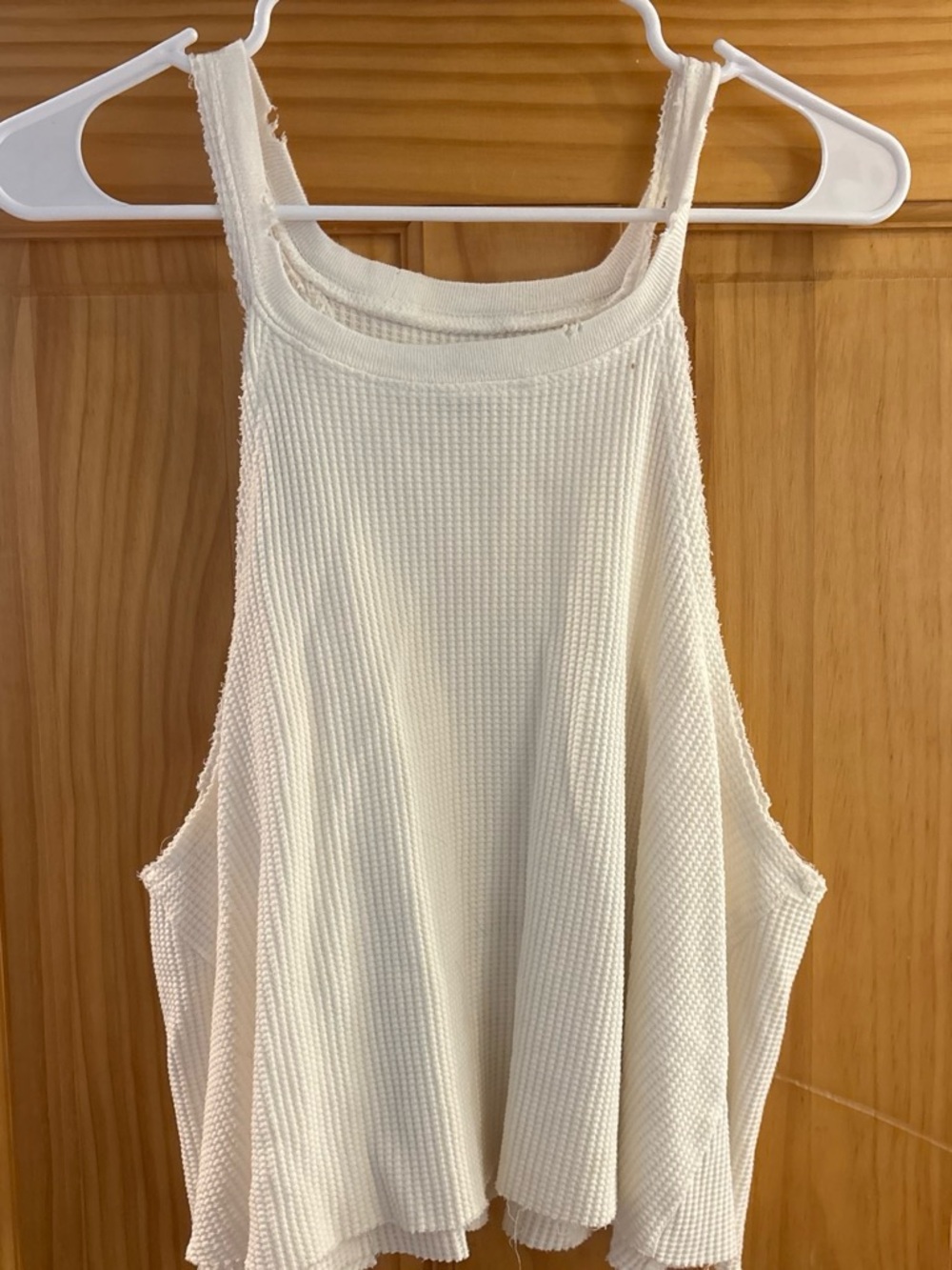 BDG Cream Ribbed Waffle Tank